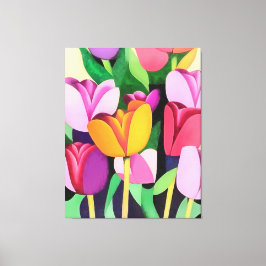 Farbenfrohe Tulpen Abstrakte Kunst Leinwanddruck
