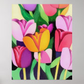 Farbenfrohe Tulpen Abstrakte Kunst Poster (Vorne)