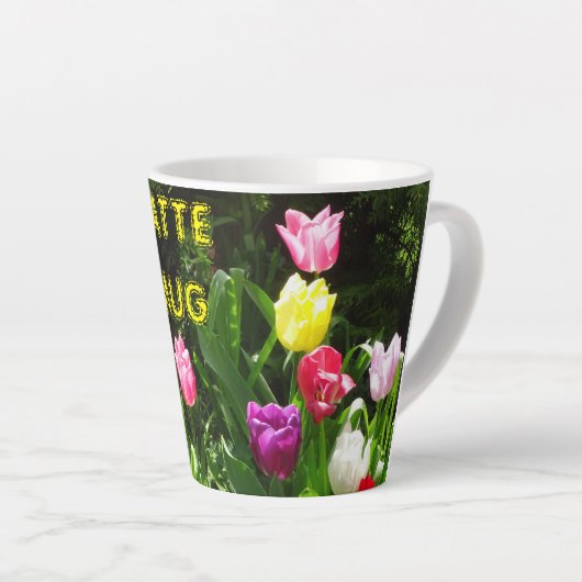 Farbenfrohe Tulpen Kust. LATTE TASSE Latte Tasse (Rechte Ecke)