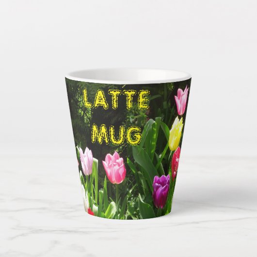 Farbenfrohe Tulpen Kust. LATTE TASSE Latte Tasse (Vorderseite)