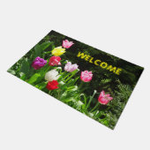 Farbenfrohe Tulpen Kust. WELCOME Door Mat Fußmatte (Schrägansicht)