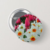 Farbenfrohe Tulpen und Narzissen Garten Button (Vorne & Hinten)