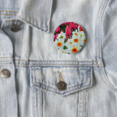 Farbenfrohe Tulpen und Narzissen Garten Button (Beispiel)