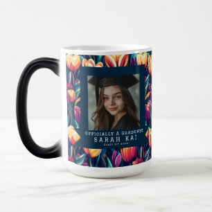 Farbenfrohe Tulpenblumen-Absolventen-Kaffee Verwandlungstasse