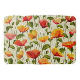 Farbenfrohe Tulpenmuster mit Blätter Venen Badematte