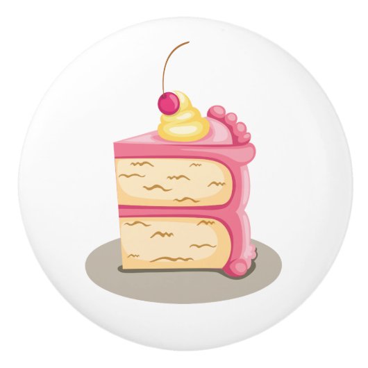 Farbenfrohe Tüpfelkuchen - Illustration Rosa Icing Keramikknauf (Vorderseite)