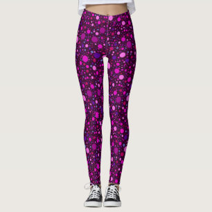 Farbenfrohe Tupfen in Rosa, Lila, Blau auf Schwarz Leggings