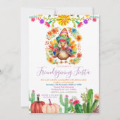 Farbenfrohe Türkei Floral Cactus Friendsgiving Fie Einladung (Vorderseite)