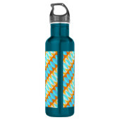 Farbenfrohe türkisblaue gelbe Farbe Edelstahlflasche (Rückseite)
