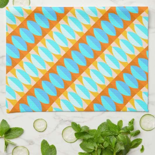 Farbenfrohe türkisblaue gelbe Farbe Geschirrtuch (Gefaltet)