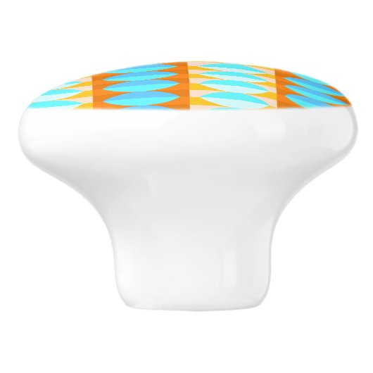 Farbenfrohe türkisblaue gelbe Farbe Keramikknauf (Seitenansicht)