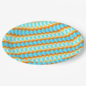 Farbenfrohe türkisblaue gelbe Farbe Pappteller (Schrägansicht)