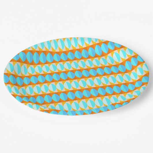 Farbenfrohe türkisblaue gelbe Farbe Pappteller (Schrägansicht)