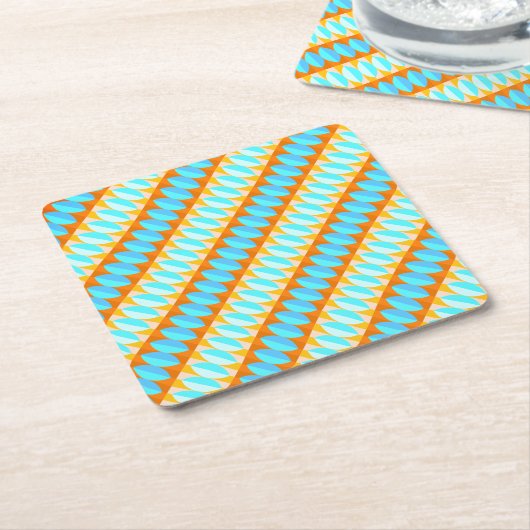 Farbenfrohe türkisblaue gelbe Farbe Rechteckiger Pappuntersetzer (angewinkelt)