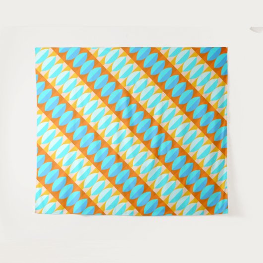 Farbenfrohe türkisblaue gelbe Farbe Wandteppich (Vorderseite (Horizontal))