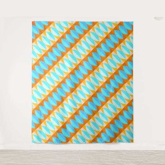 Farbenfrohe türkisblaue gelbe Farbe Wandteppich (Vorderseite)