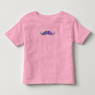 Farbenfrohe türkisfarbene Azteken Muster Mustache Kleinkind T-shirt