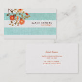 Farbenfrohe türkisfarbene Streifen-Orange-Kosmetol Visitenkarte (Vorne/Hinten)