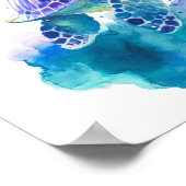 Farbenfrohe türkisfarbene Wasserfarben Kunst - Gei Poster (Ecke)