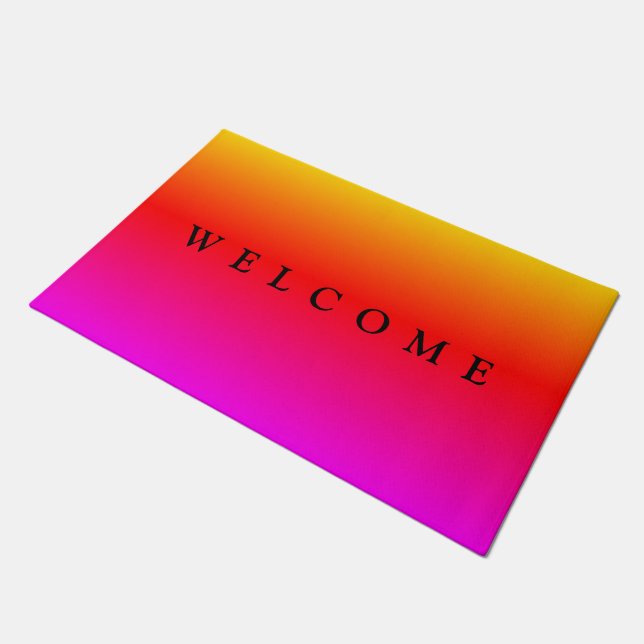 Farbenfrohe Türmatte Willkommen Rainbow Colors (Schrägansicht)