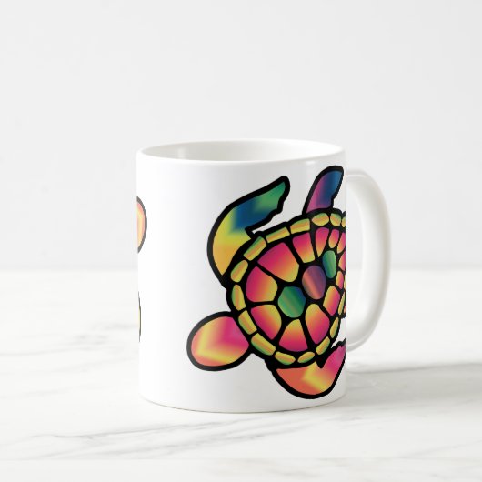 Farbenfrohe Turtlefärbung: Eine lebendige Schildkr Kaffeetasse (VorderseiteRechts)
