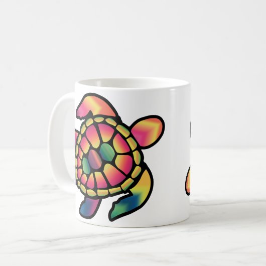Farbenfrohe Turtlefärbung: Eine lebendige Schildkr Kaffeetasse (Vorderseite Links)