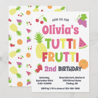 Farbenfrohe Tutti Frutti Geburtstagsparty, jedes A Einladung