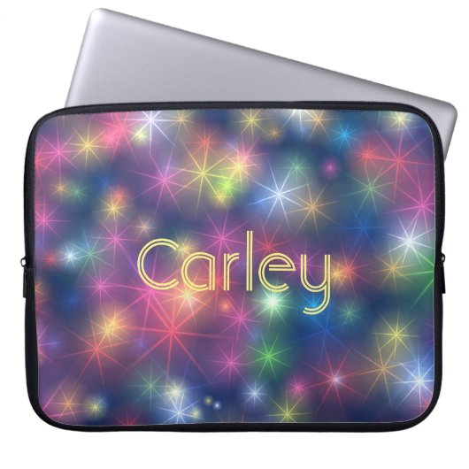Farbenfrohe Twinkling Stars Galaxy Personalisiert Laptopschutzhülle (Vorderseite)