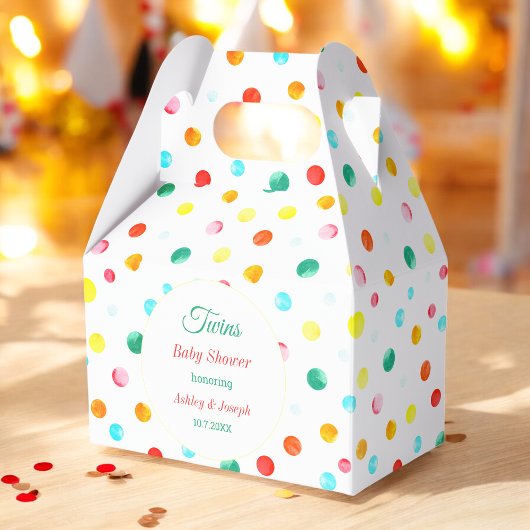 Farbenfrohe Twins Baby Shower Dots Muster Geschenkschachtel