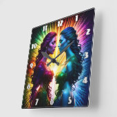 Farbenfrohe Twins sorgen für Licht in der Nacht Quadratische Wanduhr (Winkel)