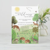 Farbenfrohe Twins Woodland Niedlicher Tiere Kinder Einladung (Stehend Vorderseite)