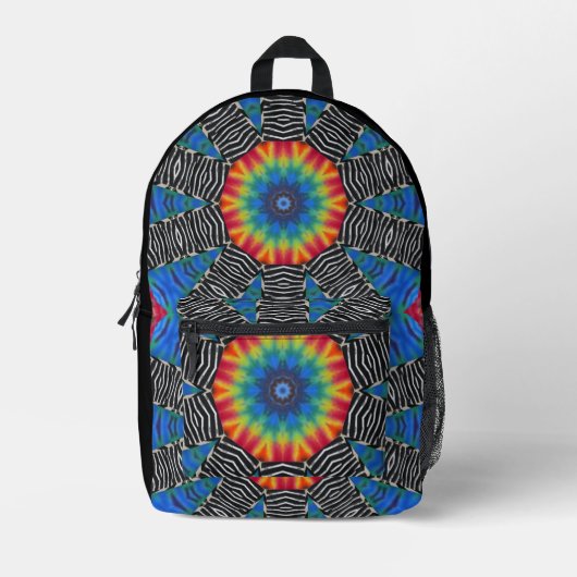 Farbenfrohe Tye Dye Blue Red Schwarz-weiß Rucksack (Vorderseite)