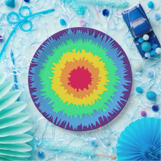 Farbenfrohe Tye Dye Pappteller (Party)