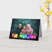 Farbenfrohe Typografie Eid Mubarak - Grußkarte Karte (Gelbe Blume)