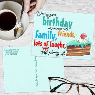 Farbenfrohe Typografie Geburtstagskuchen Beste Wün Postkarte