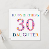 Farbenfrohe Typografie Happy Birthday Daughter Karte (Vorderseite/Rückseite Beispiel)