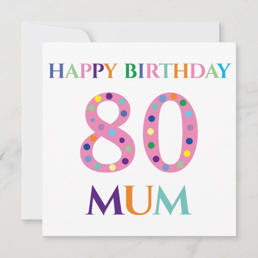 Farbenfrohe Typografie Happy Birthday Mum Karte (Vorderseite)