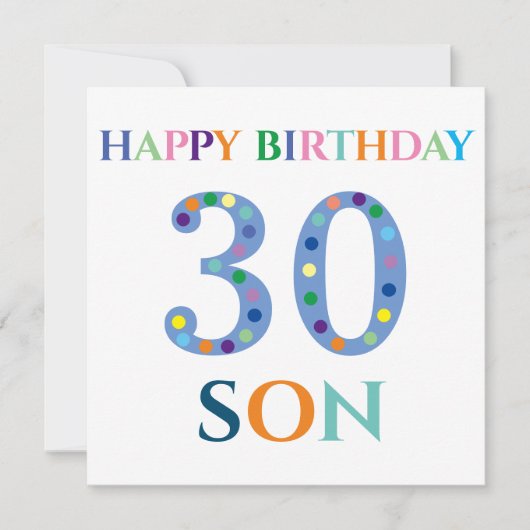 Farbenfrohe Typografie Happy Birthday Son Karte (Vorderseite)