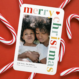 Farbenfrohe Typografie Moderne frohe Weihnachtszei Magnet