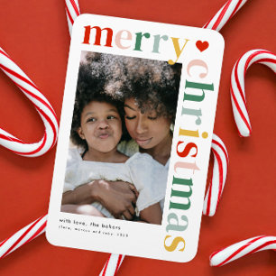 Farbenfrohe Typografie Moderne frohe Weihnachtszei Magnet