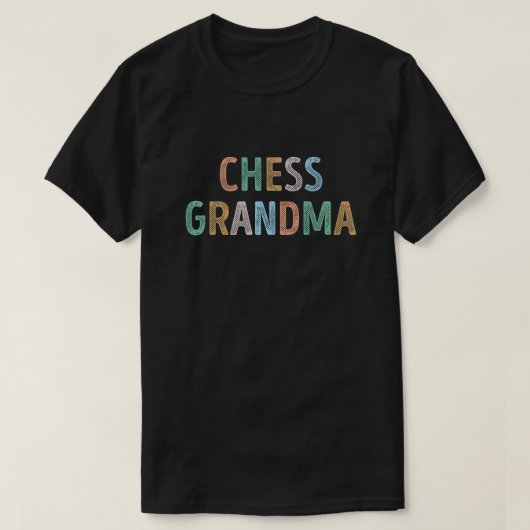 Farbenfrohe Typografie Schach-Oma T-Shirt (Design vorne)