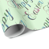 Farbenfrohe Typografie Weiches Grün Ostern Geschenkpapier (Rolleneckpunkt)