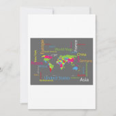Farbenfrohe Typografie Weltkarte Moderne Word Trav Einladung (Vorderseite)