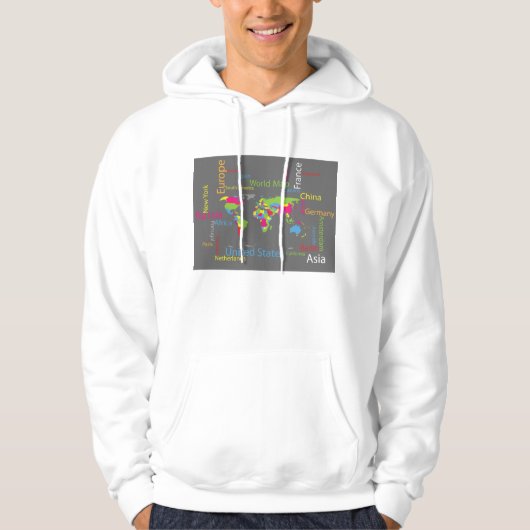 Farbenfrohe Typografie Weltkarte Moderne Word Trav Hoodie (Vorderseite)