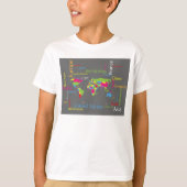 Farbenfrohe Typografie Weltkarte Moderne Word Trav T-Shirt (Vorderseite)