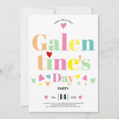 Farbenfrohe typografische Herzen Galentines Day Pa Einladung (Vorderseite)