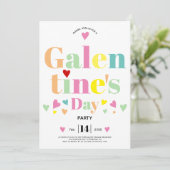 Farbenfrohe typografische Herzen Galentines Day Pa Einladung (Stehend Vorderseite)
