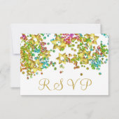 Farbenfrohe UAWG Gold Star Glittery Confetti RSVP Karte (Vorderseite)