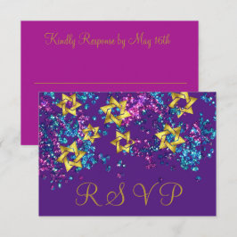 Farbenfrohe UAWG Gold Star Glittery Confetti RSVP Karte