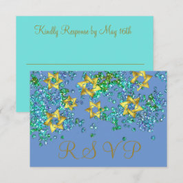 Farbenfrohe UAWG Gold Star Glittery Confetti RSVP Karte